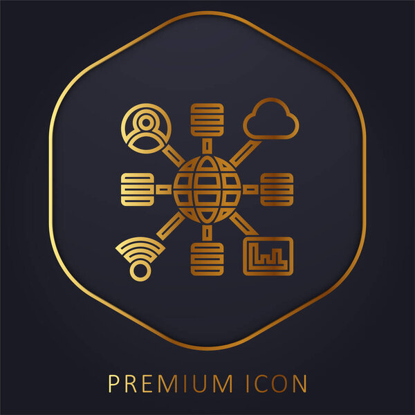 Big Data golden line premium logo or icon