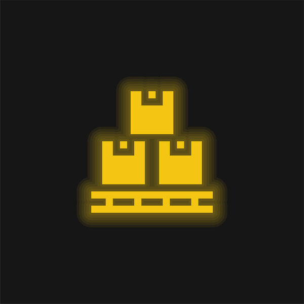 Box yellow glowing neon icon