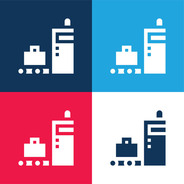 Baggage blue and red four color minimal icon set