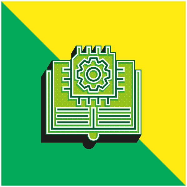 Artificial Intelligence Green and yellow modern 3d vector icon logo