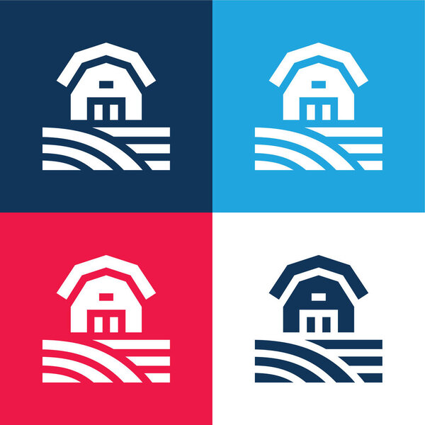 Барн синий и красный четыре цвета минимальный набор значков