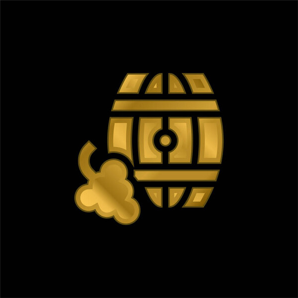 Barrel gold plated metalic icon or logo vector