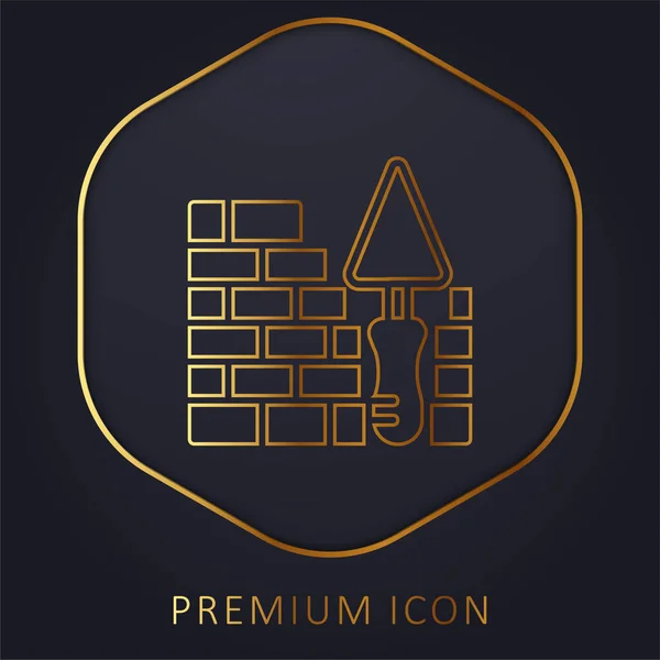 Brick Wall Złotej Linii Logo Premium Lub Ikona — Wektor stockowy
