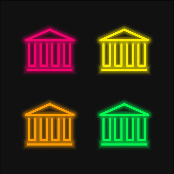 Банк четырехцветный светящийся неоновый вектор