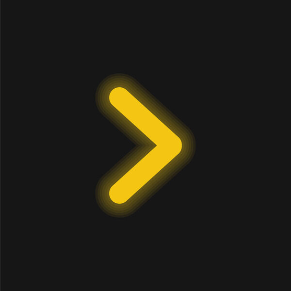 Arrow Angle Pointing To Right yellow glowing neon icon
