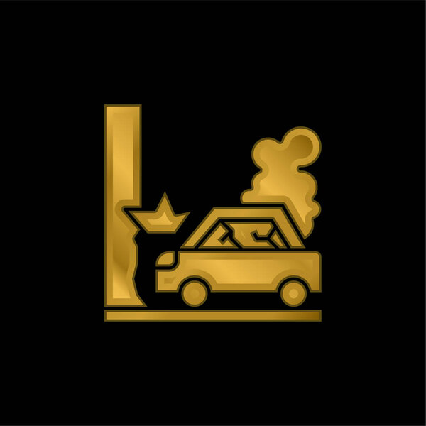 Accident gold plated metalic icon or logo vector