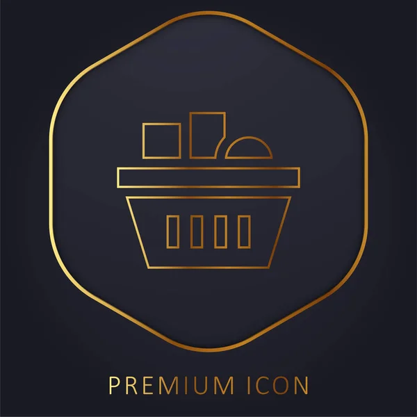 Cesta Linha Dourada Logotipo Premium Ícone — Vetor de Stock