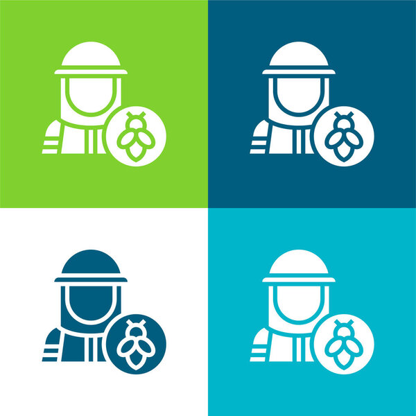 Beekeeper Flat four color minimal icon set