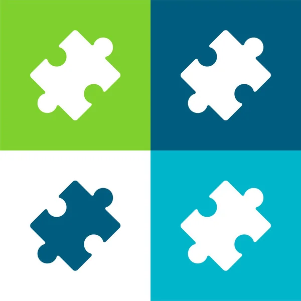 Nero Ruotato Puzzle Piece Piatto Quattro Colori Minimo Set Icone — Vettoriale Stock