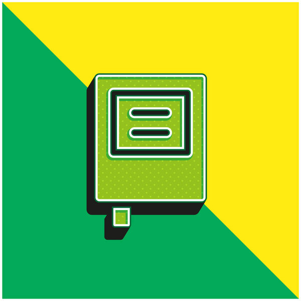 Book Green and yellow modern 3d vector icon logo