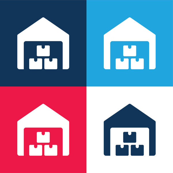 Коробки синий и красный четыре цвета минимальный набор значков