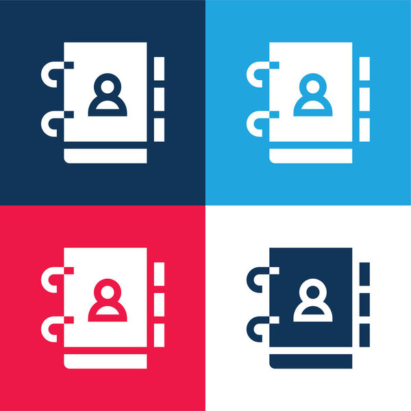 Agenda blue and red four color minimal icon set
