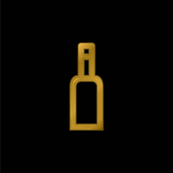 Bottle Gross Outlined Symbol gold plated metalic icon or logo vector