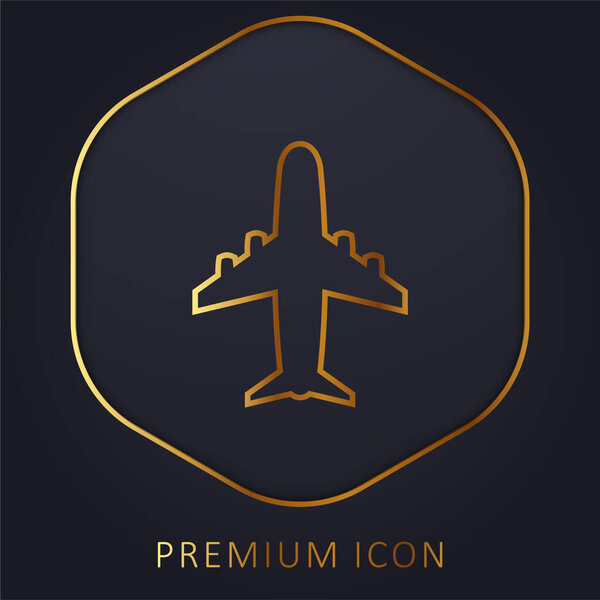 Золотая линия самолета премиум логотип или значок