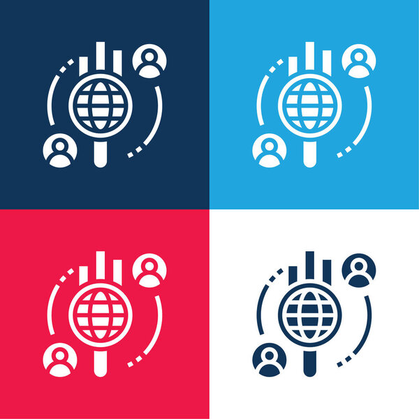 Analysis blue and red four color minimal icon set