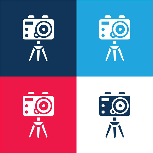 Action Camera blue and red four color minimal icon set
