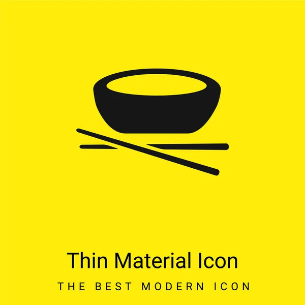 Tazón Palillos Mínimo Icono Material Amarillo Brillante — Vector de stock