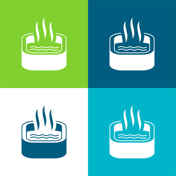 Bath Of Immersion Flat four color minimal icon set