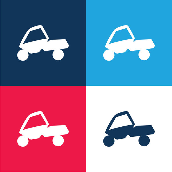 Adventure Sport On A Car blue and red four color minimal icon set