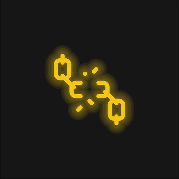 Breaking yellow glowing neon icon