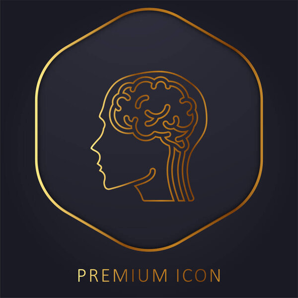 Brain golden line premium logo or icon