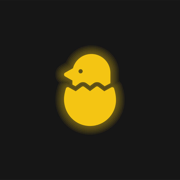 Bird yellow glowing neon icon