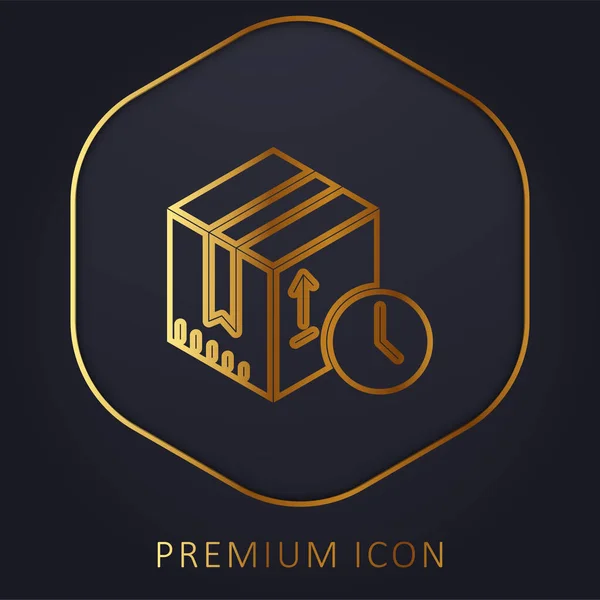 Caja Línea Oro Logotipo Premium Icono — Vector de stock
