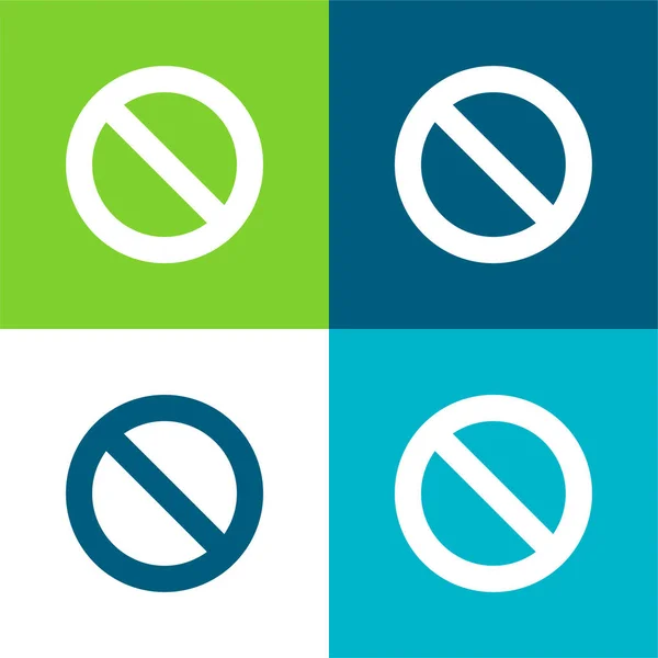 Banned Sign Flat Four Color Minimal Icon Set — Stock Vector