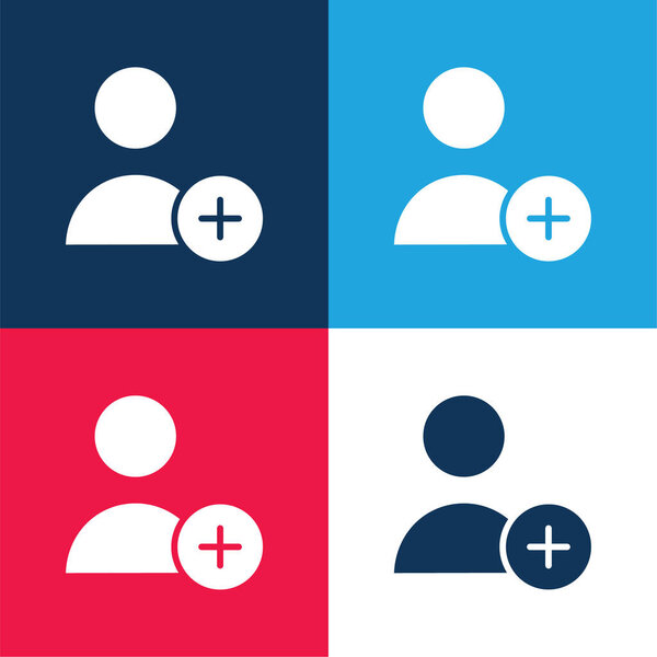 Add User blue and red four color minimal icon set