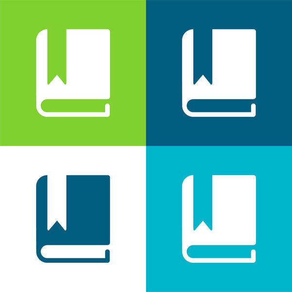 Книга с белой закладкой Плоский четырехцветный минимальный набор значков
