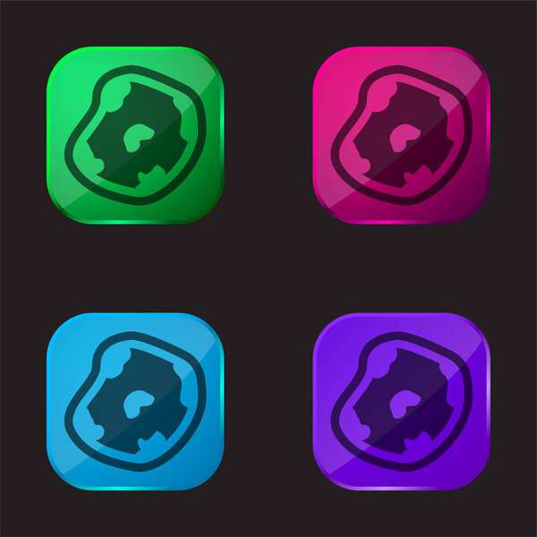 Asteroid four color glass button icon