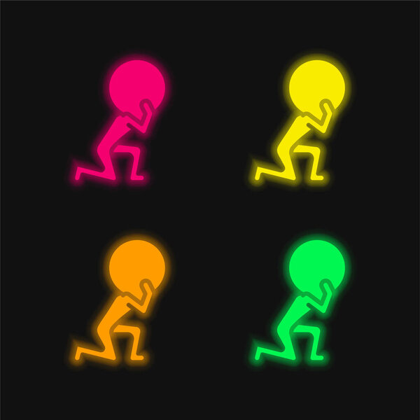 Atlas four color glowing neon vector icon