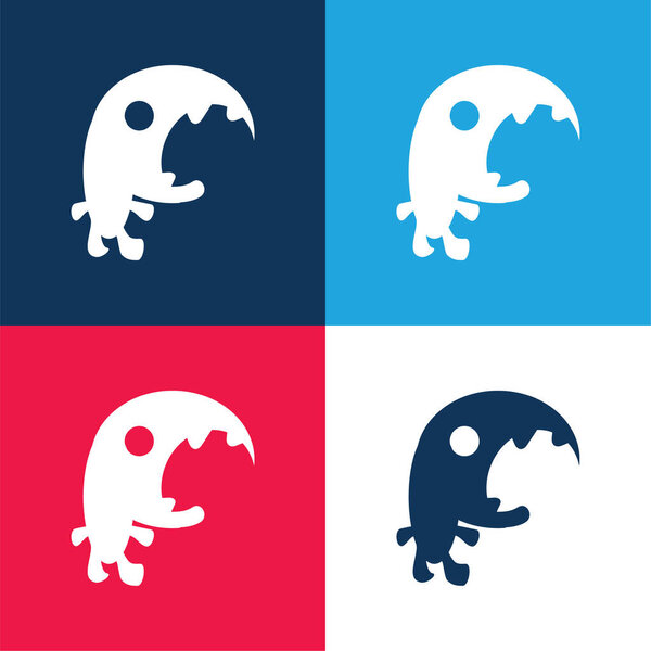 Big Mouth Monster blue and red four color minimal icon set