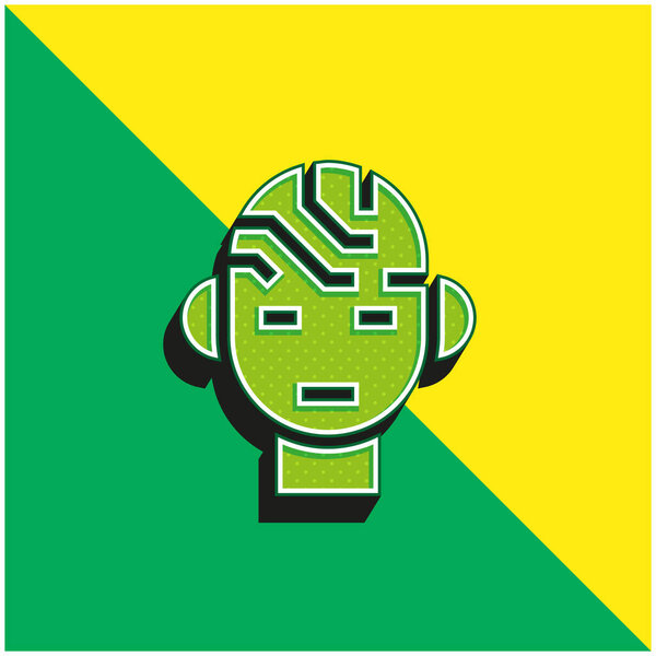 Brain Green and yellow modern 3d vector icon logo