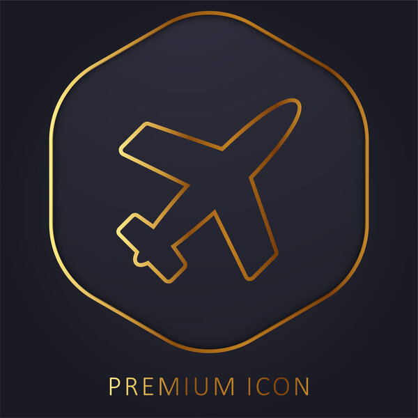 Логотип или иконка золотой линии заполненной самолетом