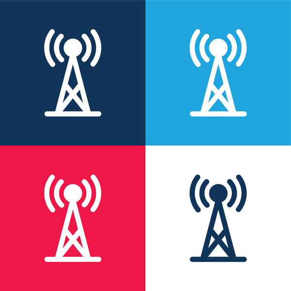 Antenna blue and red four color minimal icon set