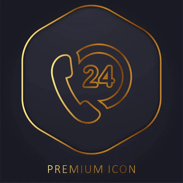 Horas Suporte Linha Dourada Logotipo Premium Ícone —  Vetores de Stock