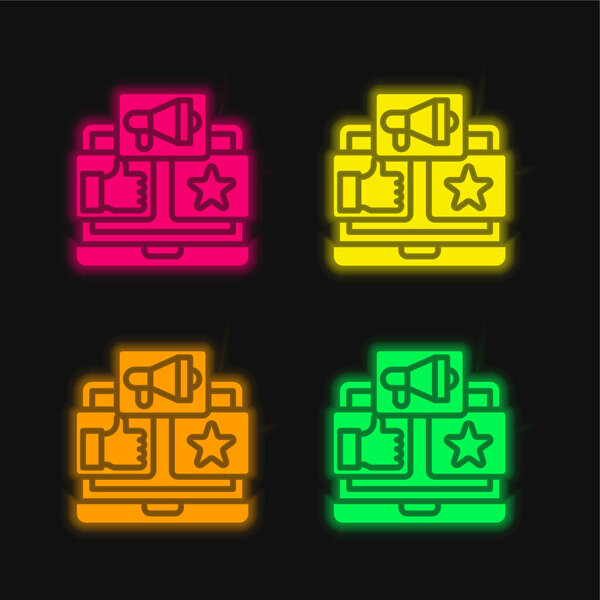 Advertising four color glowing neon vector icon