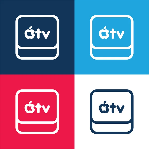 stock vector Apple Tv blue and red four color minimal icon set