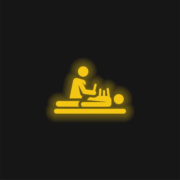 Acupuncture yellow glowing neon icon