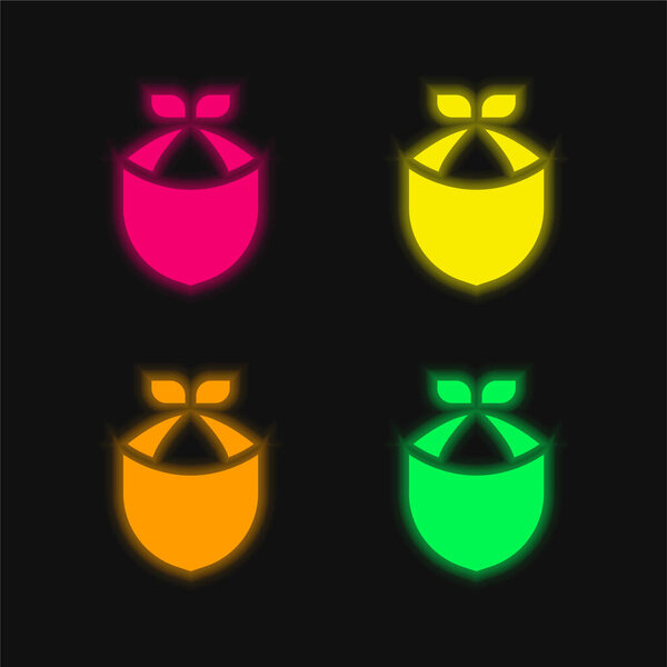 Bandana four color glowing neon vector icon