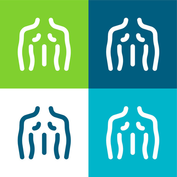 Back Flat four color minimal icon set