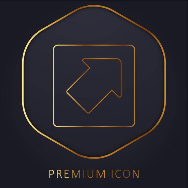 Стрелка, указывающая Upper прямо в квадрате золотая линия премиум логотип или значок