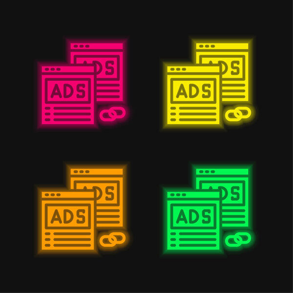 Advertising four color glowing neon vector icon