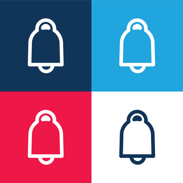 Bell Outline blue and red four color minimal icon set