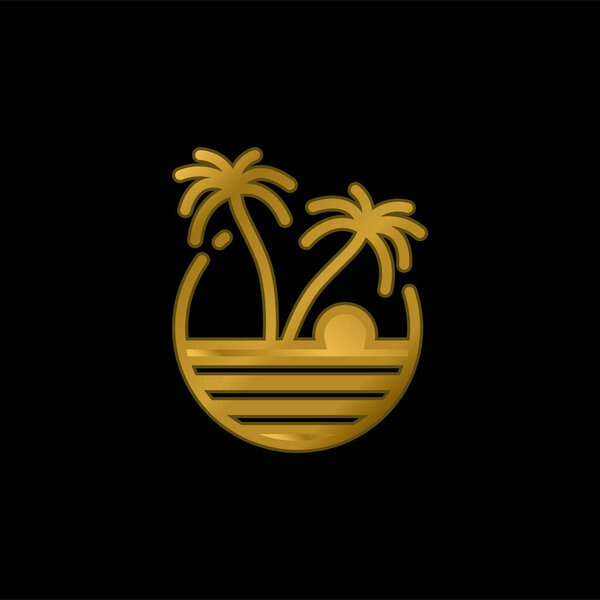 Пляжный позолоченный металлический значок или вектор логотипа
