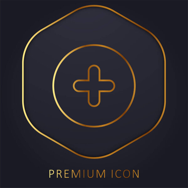 Add Round Button golden line premium logo or icon