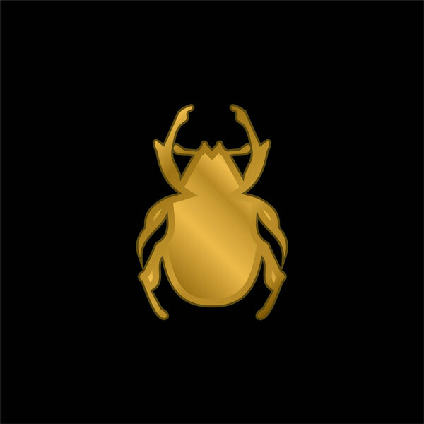 Beetle Shape gold plated metalic icon or logo vector