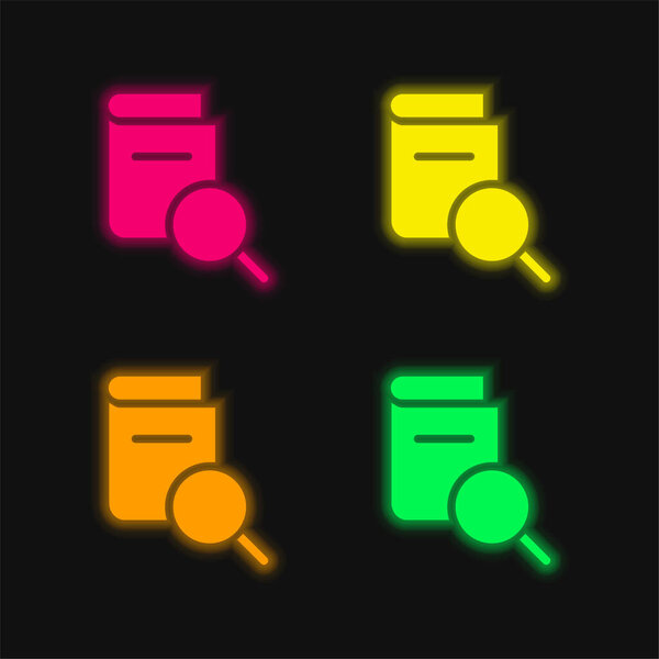Книга четырех цветов светящийся неоновый вектор значок