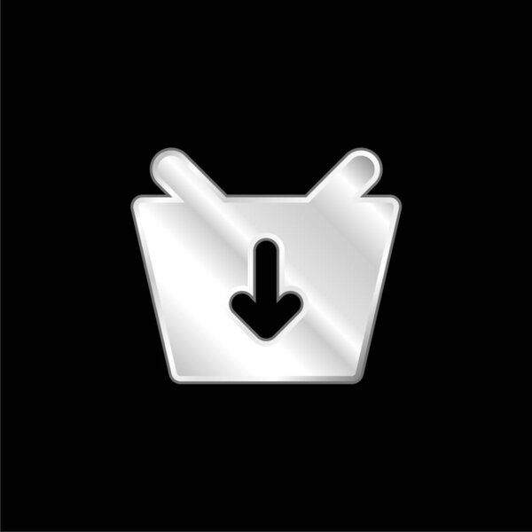 Корзина Скачать серебристый металлический значок